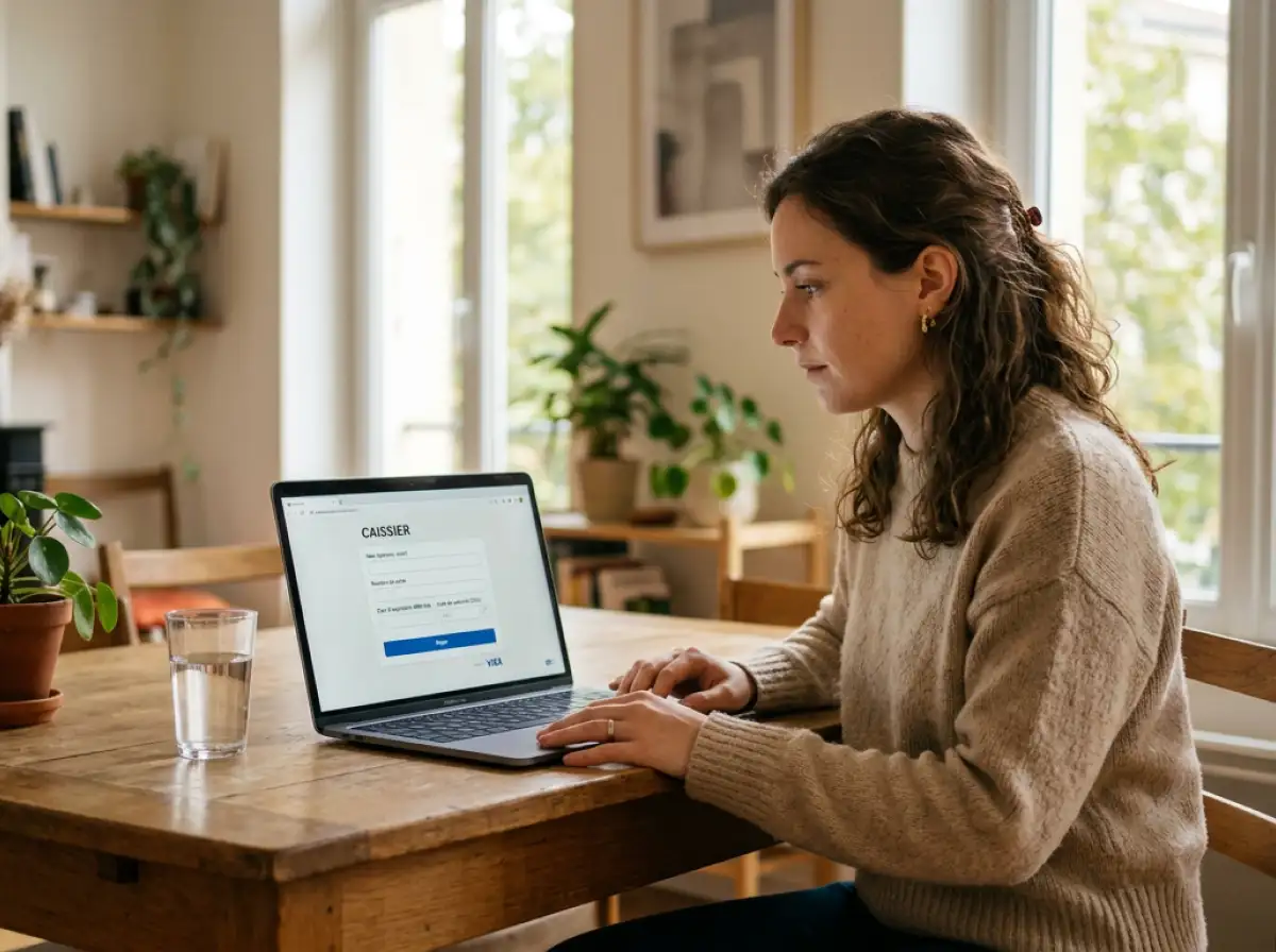 Parieur qui saisit les informations de sa carte VISA sur le caissier d'un bookmaker ANJ