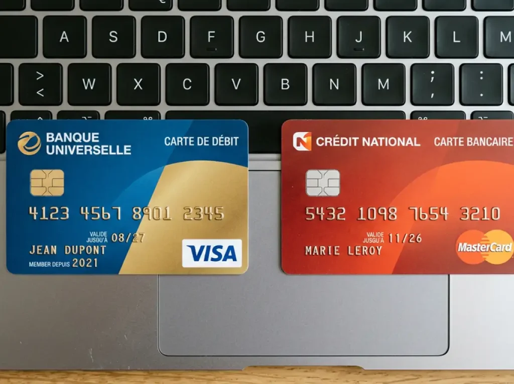 Carte VISA et carte Mastercard côte à côte devant un écran de caissier bookmaker