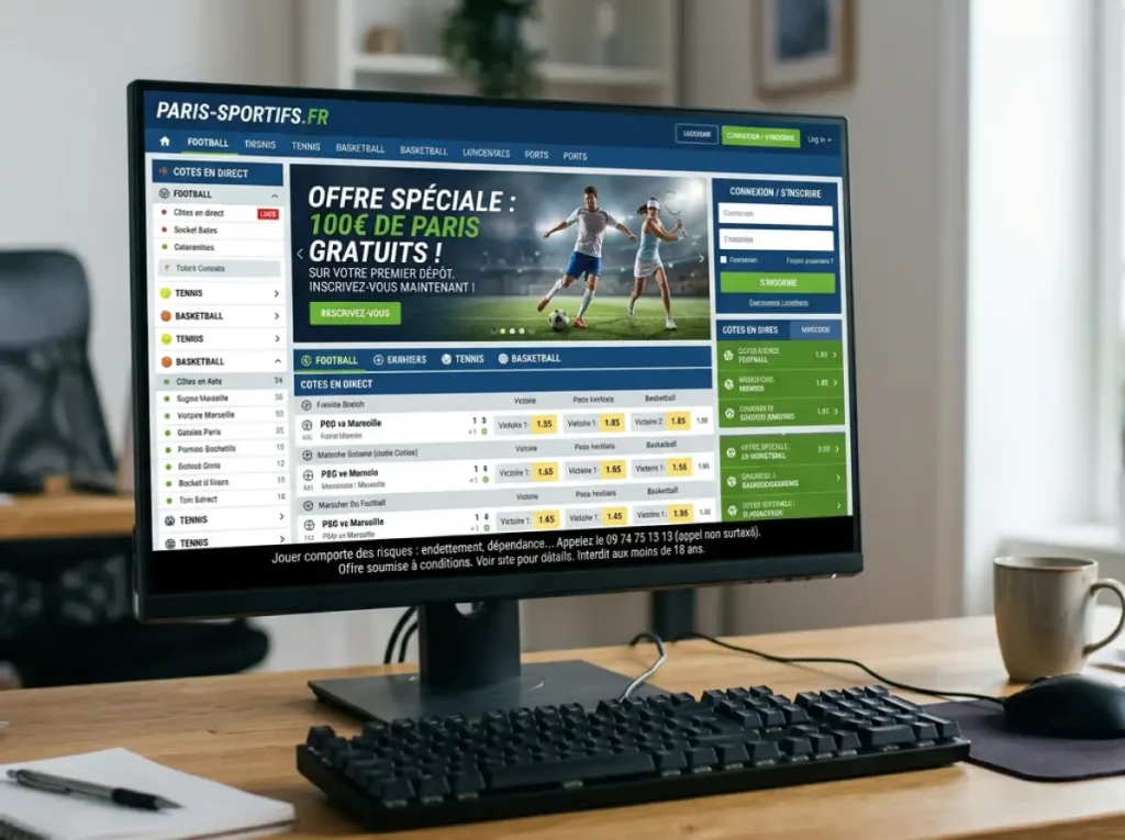 Offre freebet affichée sur un caissier de bookmaker ANJ avec règles d